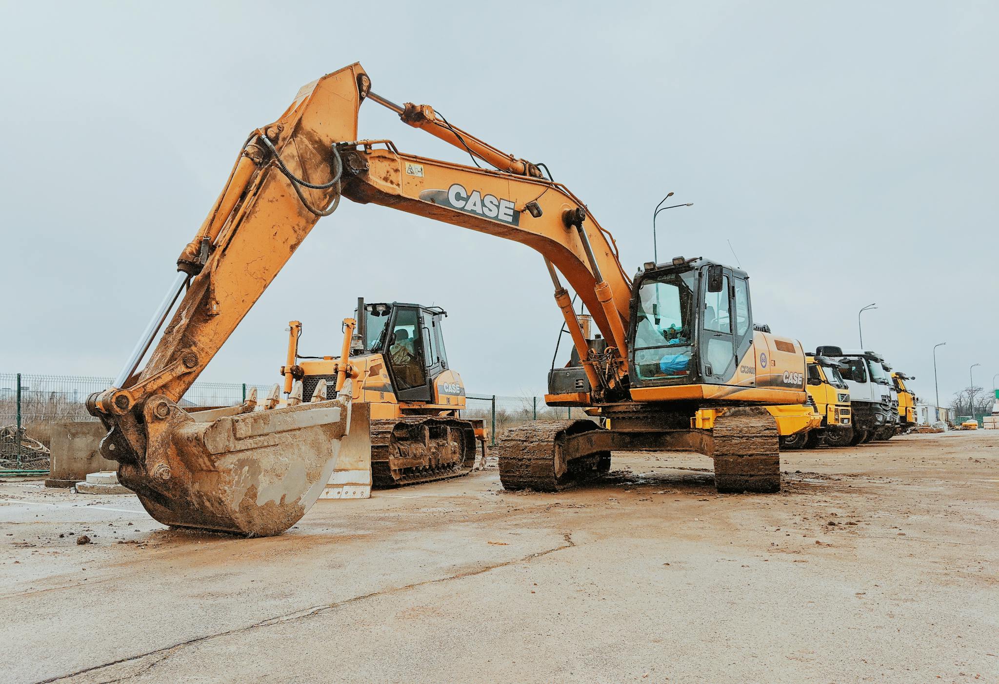 Excavator parked at a construction site showcasing heavy machinery and industrial work.